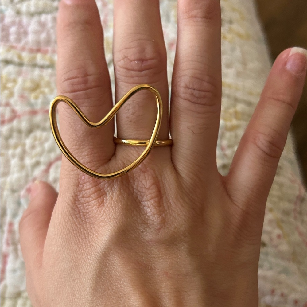 Gold Heart Outline Ring - Women's Jewelry